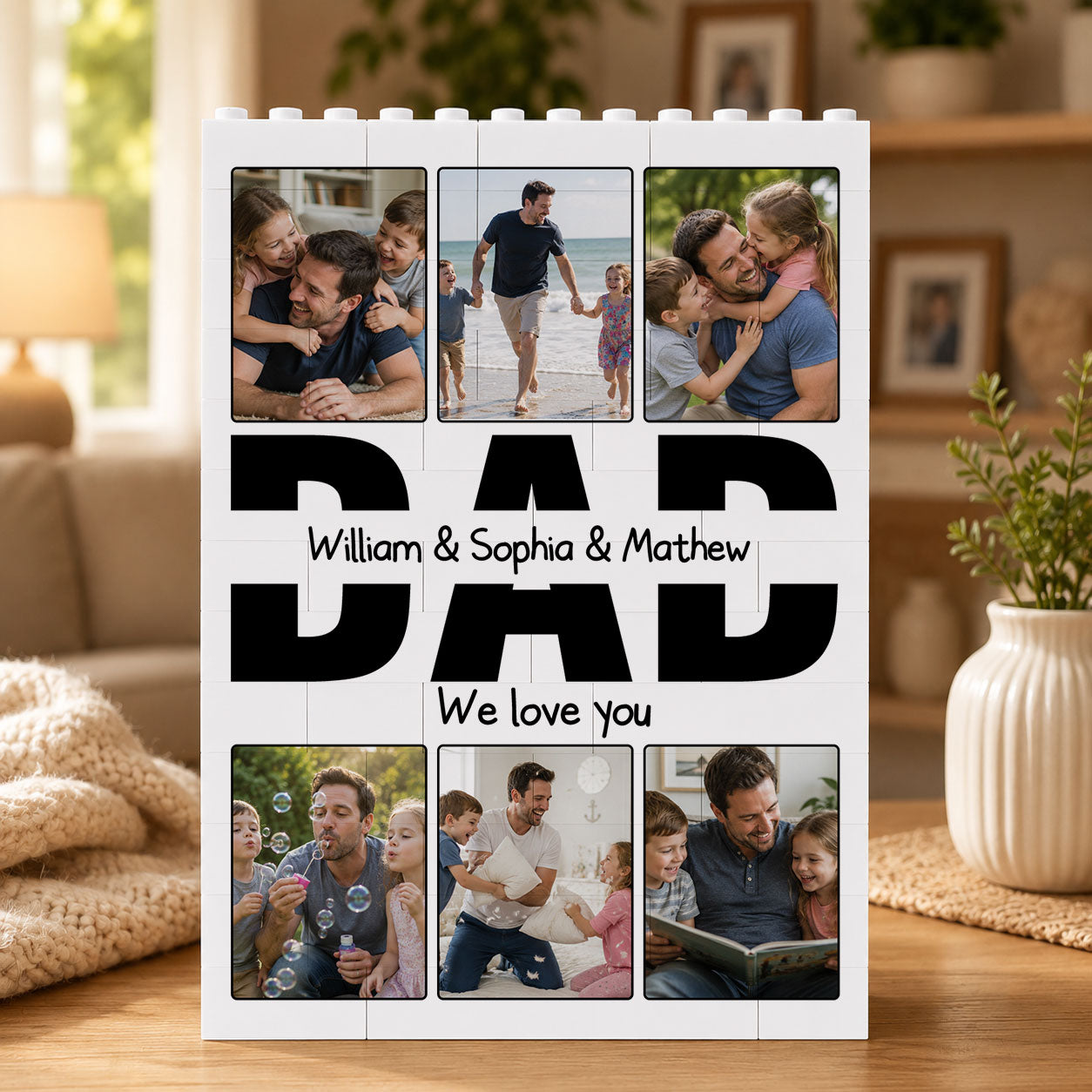 Dad We Love You Custom Photo Building Blocks for Dad - Father's Day Gifts