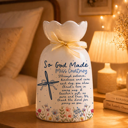 Personalized Teacher Gift - Custom Teacher Appreciation End of Year - Personalized Custom Ribbon Tie Flower Vase