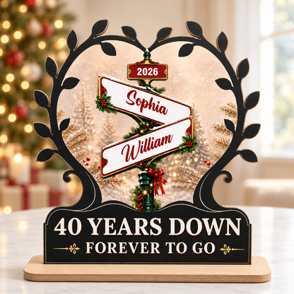 Forever Love - Personalized 2-Layer Wood Plaque With Flat Base