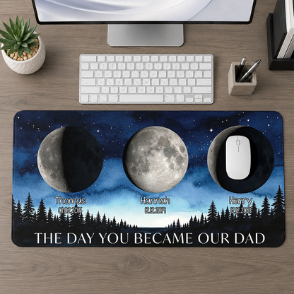 Father's Day Gifts - Custom Moon Best Dad Ever - Personalized Leather Desk Mat