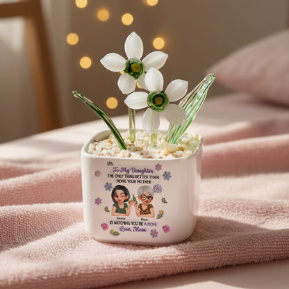 Linked Together Cartoon - Personalized Custom Glass Everlasting Flowers