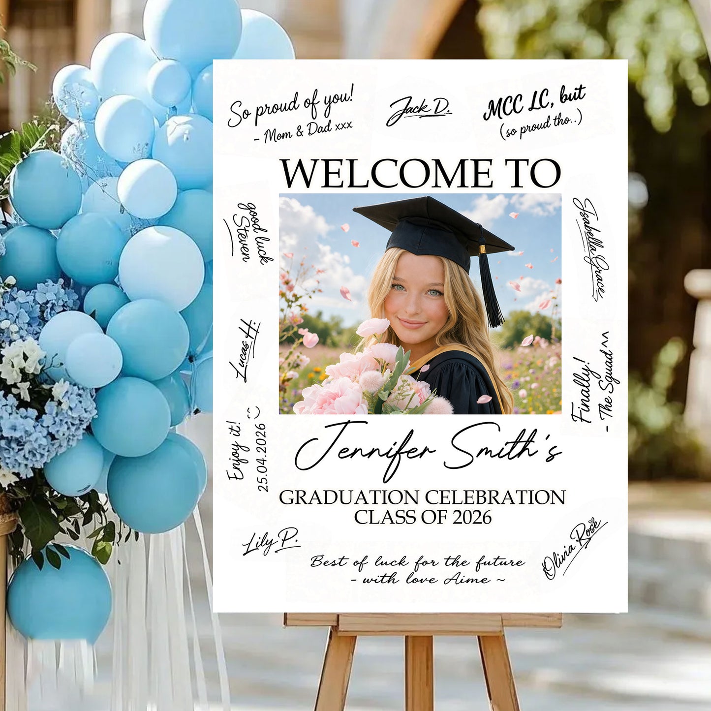 Congrats Graduation Signature - Personalized Graduation Welcome Sign - Custom Photo Welcome Sign
