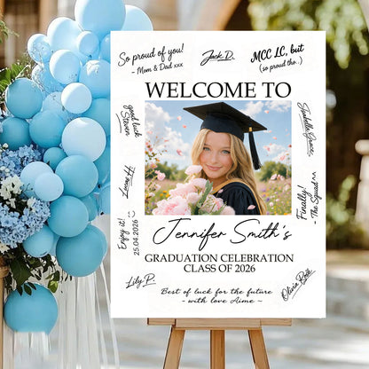 Congrats Graduation Signature - Personalized Graduation Welcome Sign - Custom Photo Welcome Sign