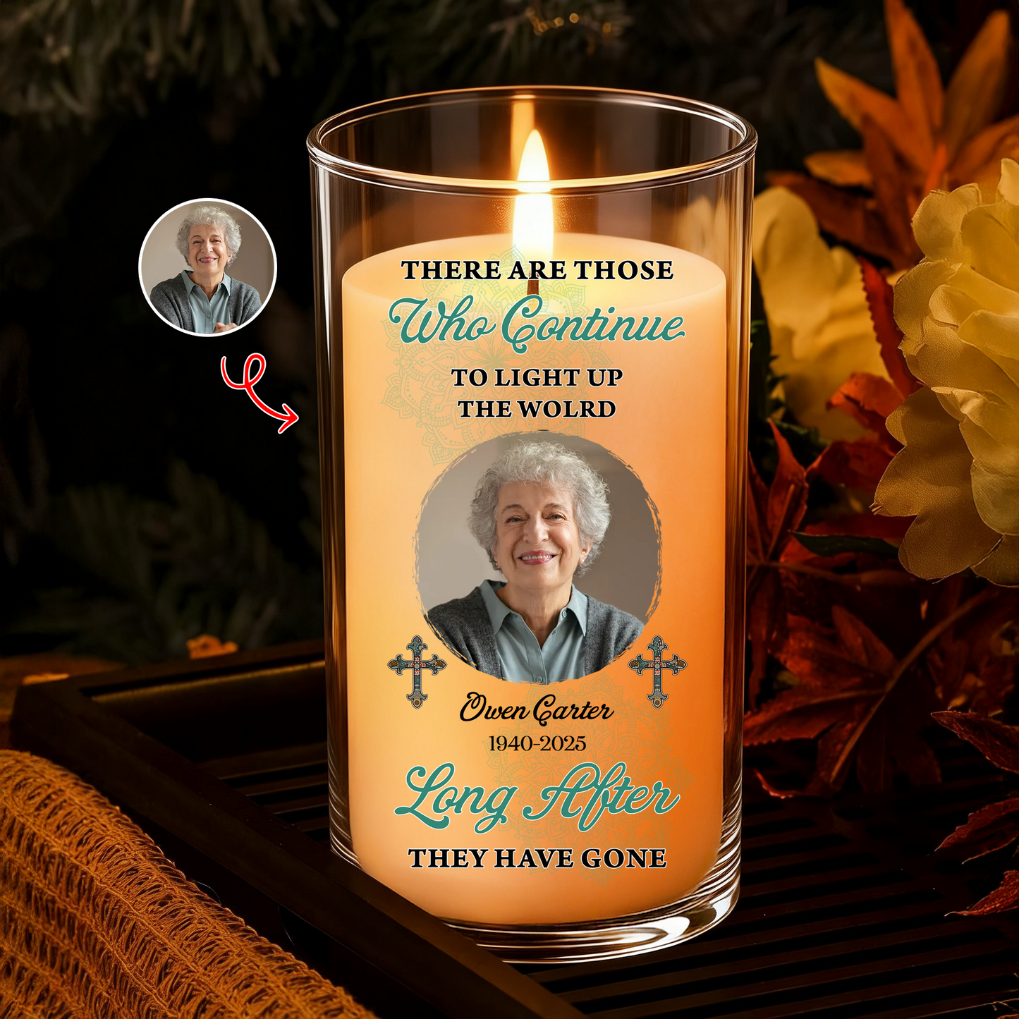 Light Up The The World Custom Photo Memorial - Personalized Flameless LED Candle
