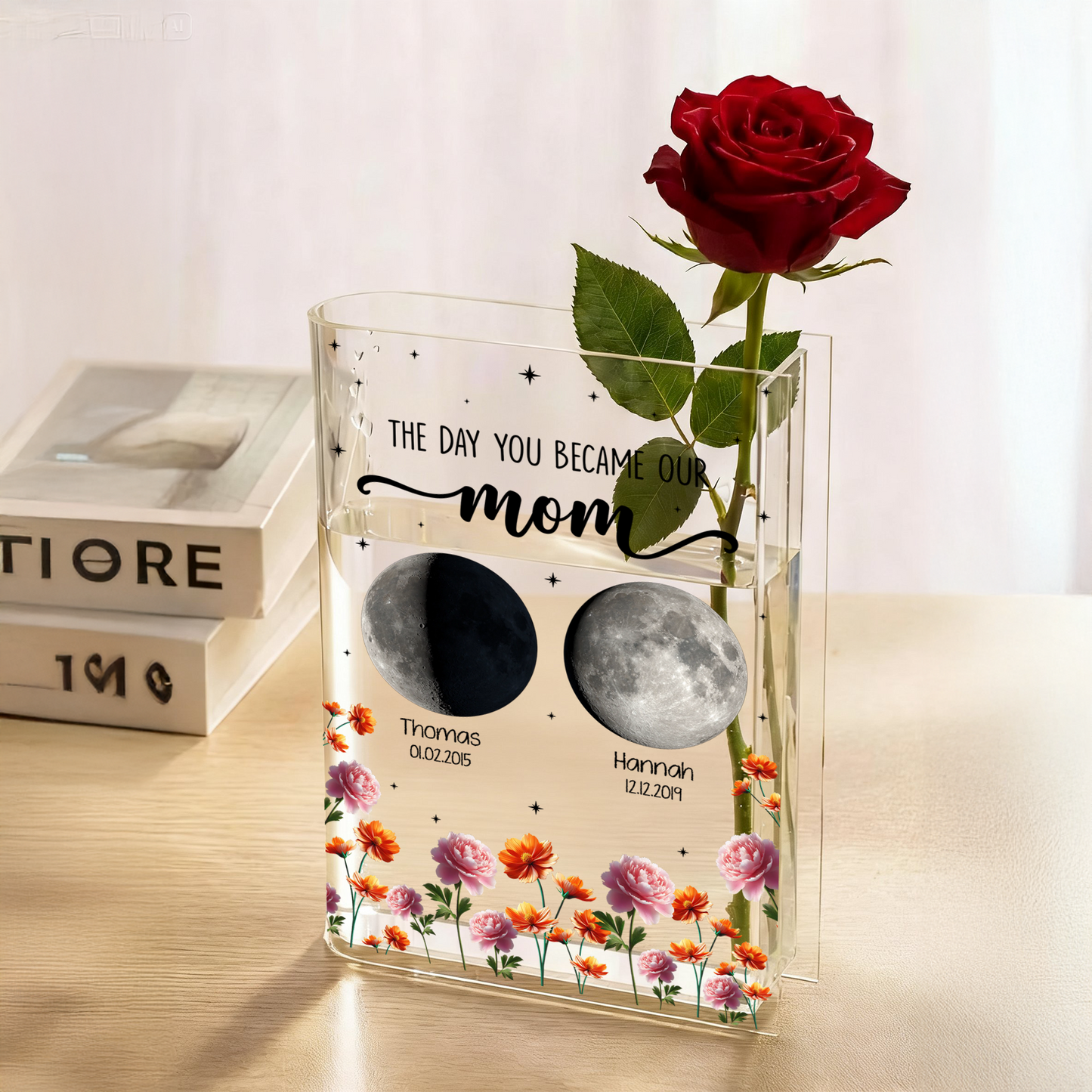 The Day You Became Our Mom - Personalized Acrylic Book Vase