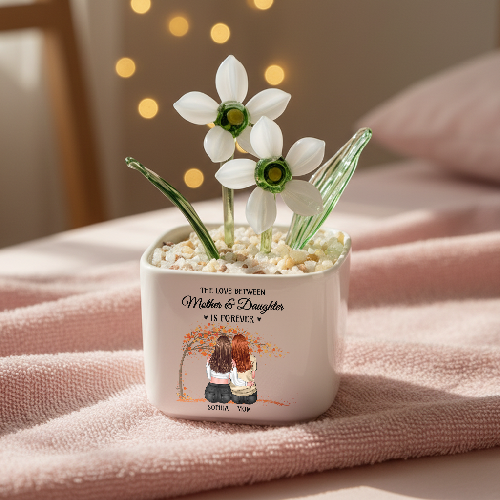 The Love Between Mother & Daughters Is Forever - Personalized Custom Glass Everlasting Flowers