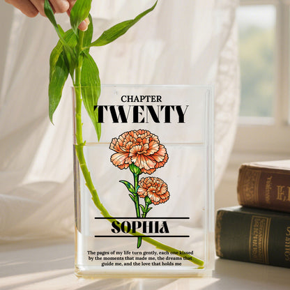 New Chapter Stain Glass Birth Month Flower - Personalized Acrylic Book Vase