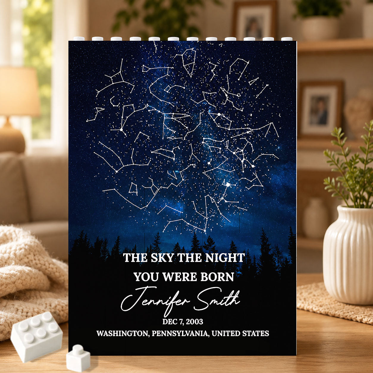 The Stars on the Night You Were Born Custom Star Map Building Block - Valentine Gift for Couple - Anniversary Gift