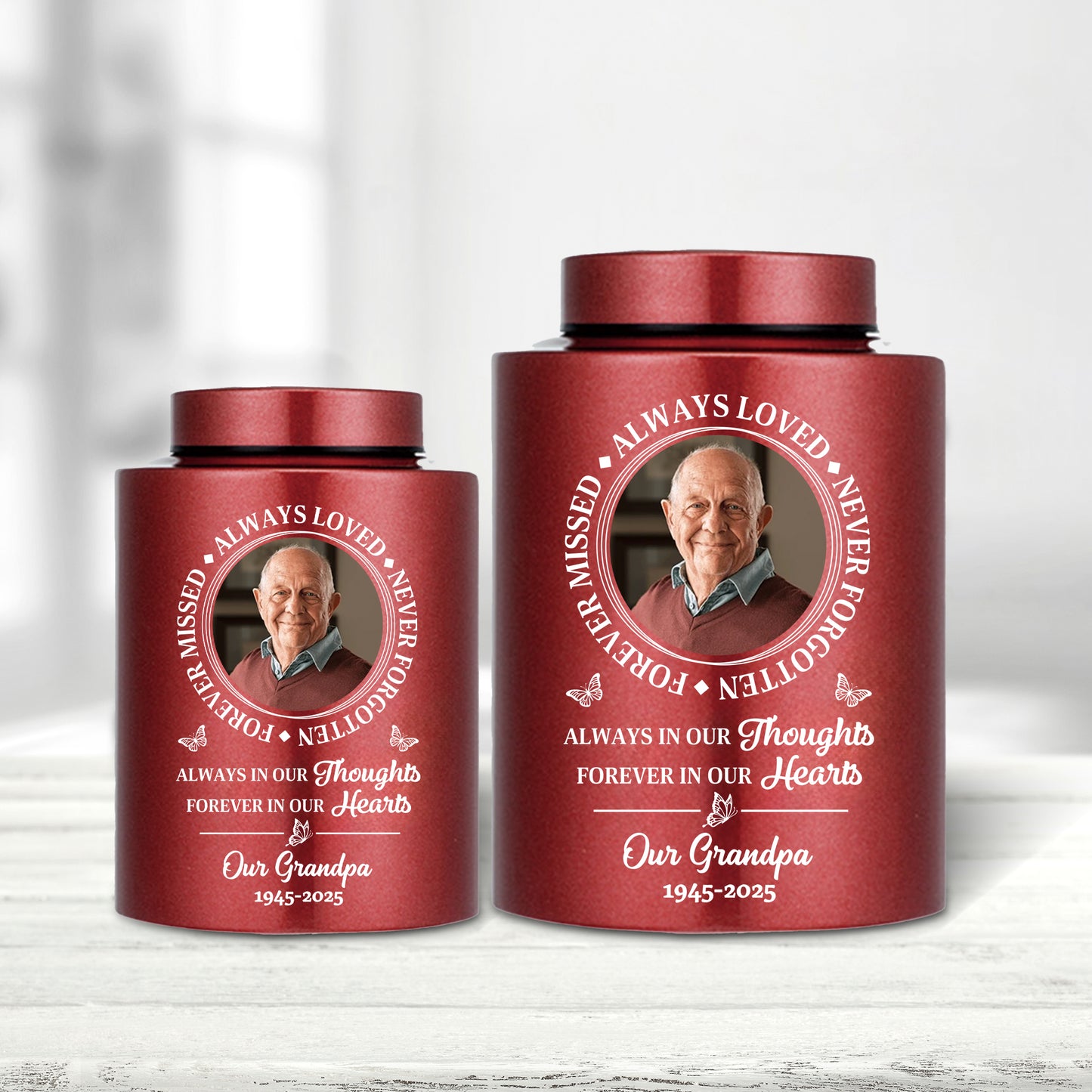 Memorial Always Loved Never Forgotten Keepsake Urn for Ashes - Stainless Steel Urn