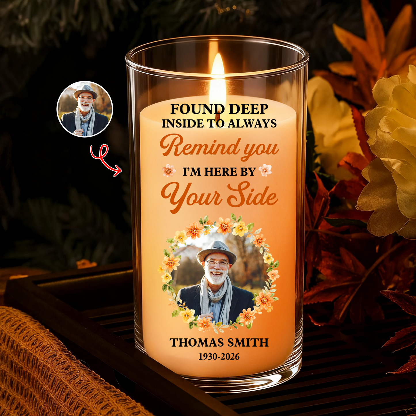 Remind You I Am Here Memorial Photo - Personalized Flameless LED Candle
