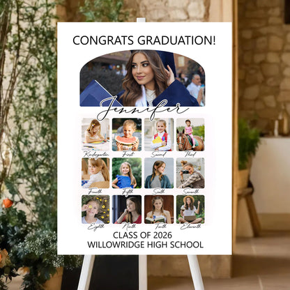 K-12 Graduation Photo Collage - Personalized Graduation Welcome Sign - Custom Photo Welcome Sign