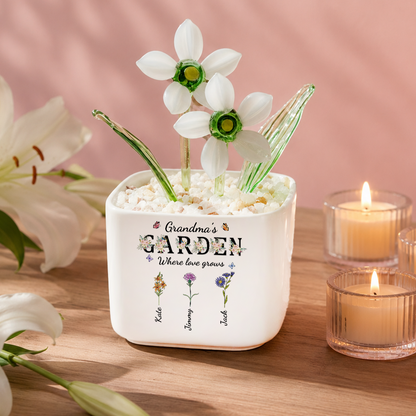 Grandmas Garden Flowers - Personalized Custom Glass Everlasting Flowers