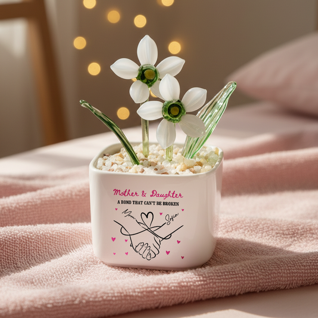 Mother And Daughter Relationship - Personalized Custom Glass Everlasting Flowers