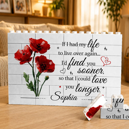Personalized Birth Flower Initial, Gift for Mom Mothers Day, Custom Birth Month Brick Flowers Birthday Gift