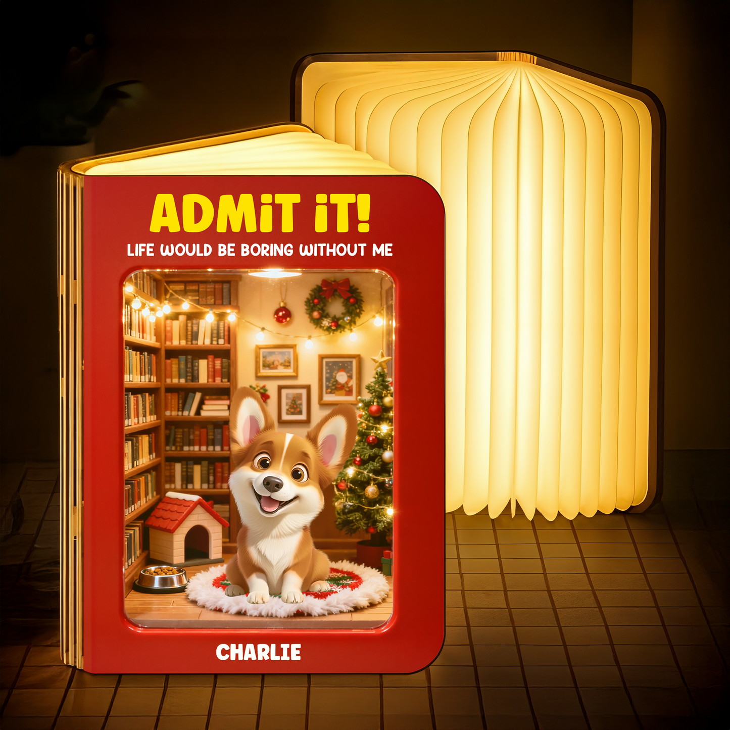 Life Would Be Boring Without Me - Personalized Book Lamp - Dog Lover