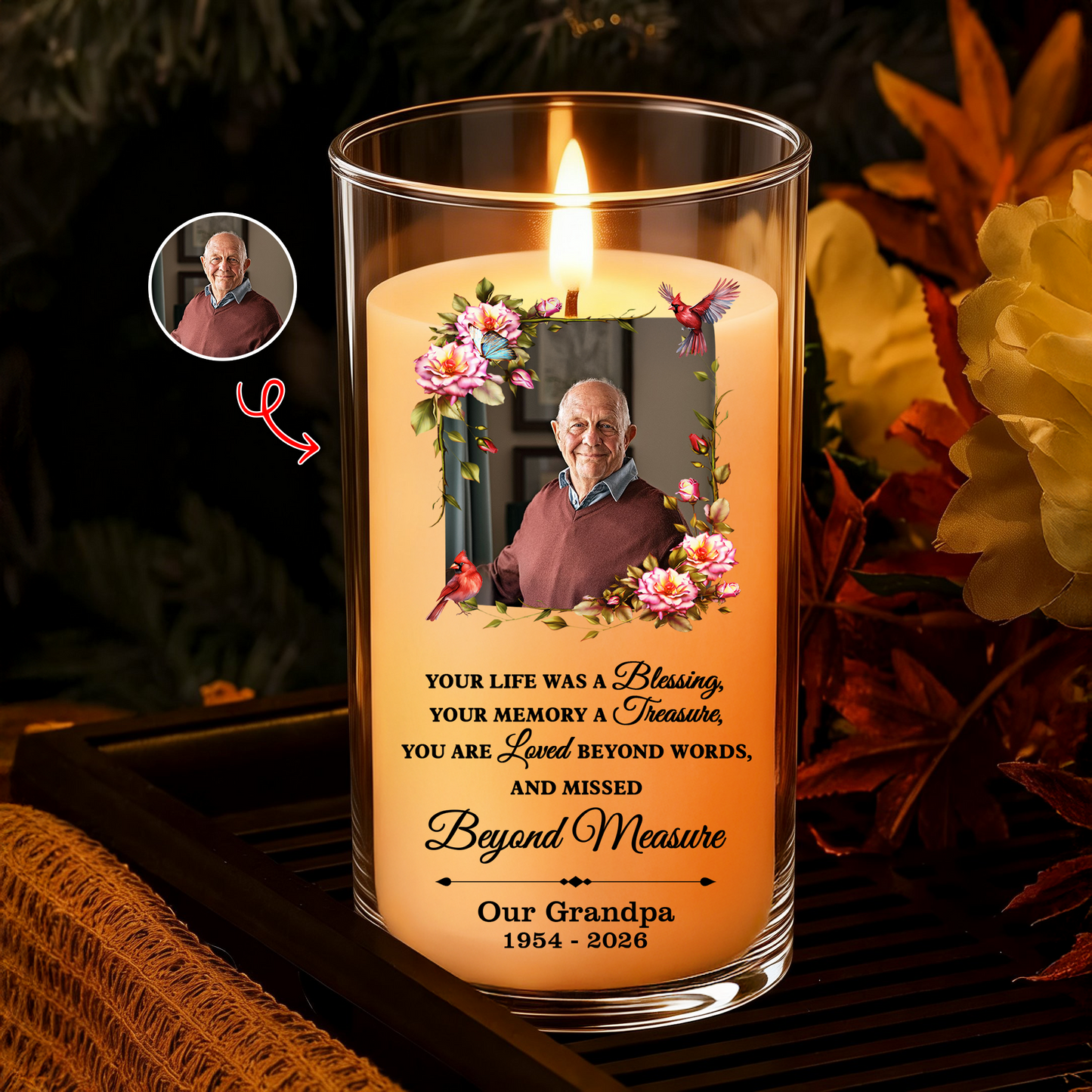 Light Up The World Long After Have Gone Memorial Candle - Personalized Flameless LED Candle