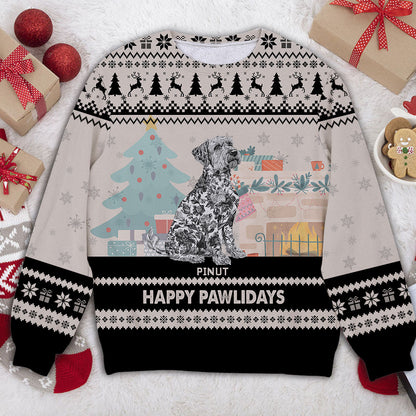 Happy Pawlidays Ugly Sweatshirt - Unisex Wool Jumper - Christmas Gift