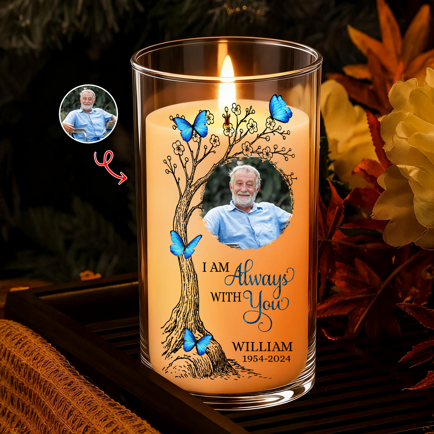 I Am Always With You Memorial Photo - Personalized Flameless LED Candle