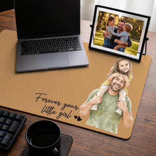 My Little Family Custom Photo - Personalized Leather Desk Mat