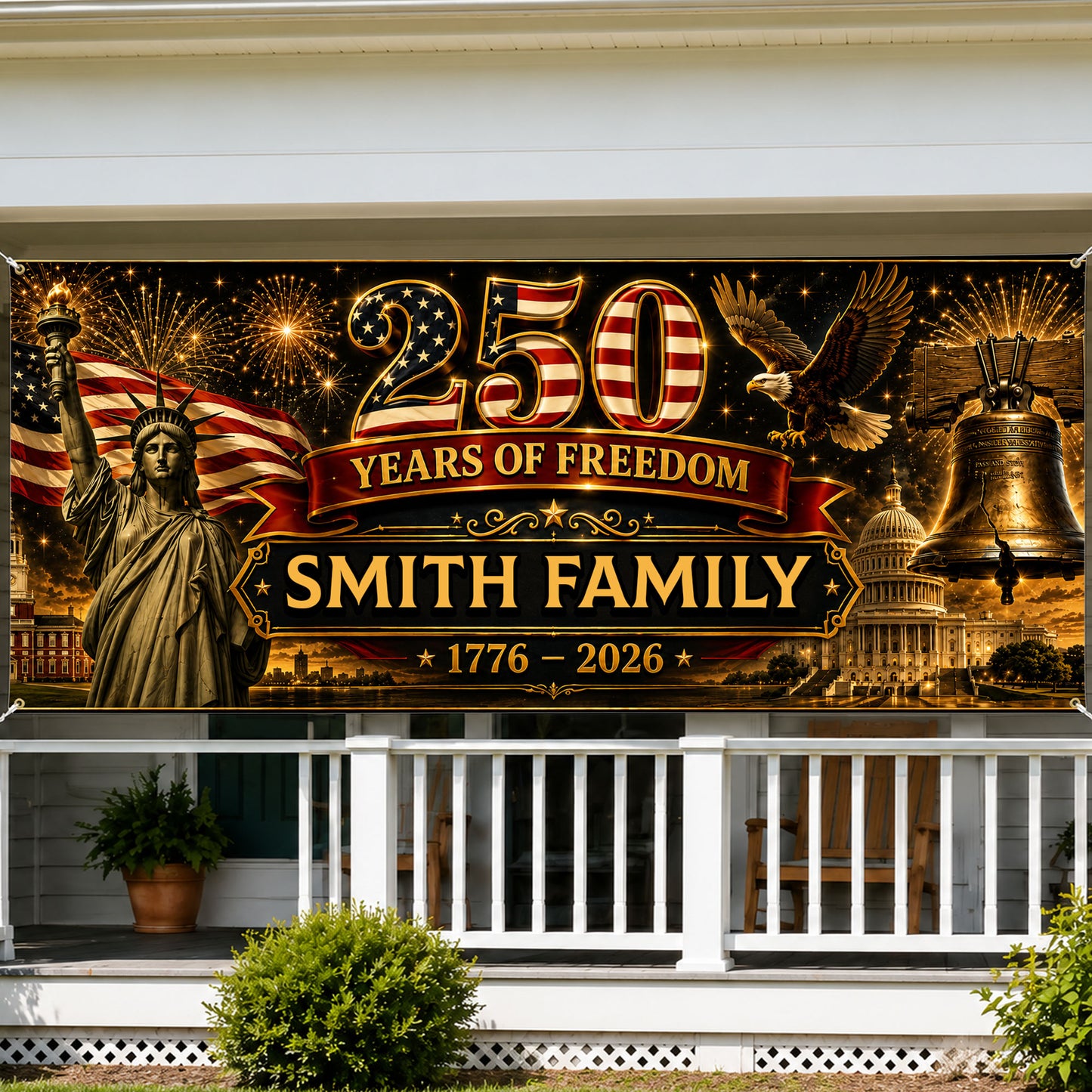 250 Years Of Freedom 1776-2026 Banner - Personalized Semiquincentennial Banner