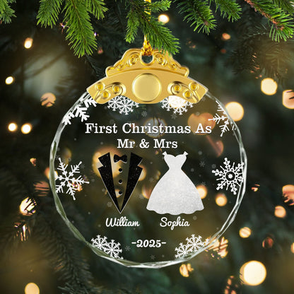 Our Christmas Together - Personalized Glass Ornament With Silver and Gold Cap