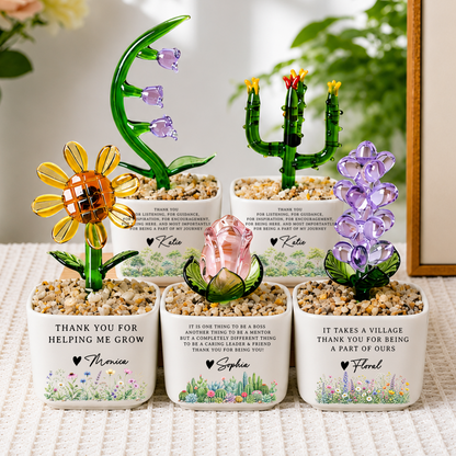 A Village Thank You Gift For Teacher - Personalized Custom Glass Everlasting Flowers