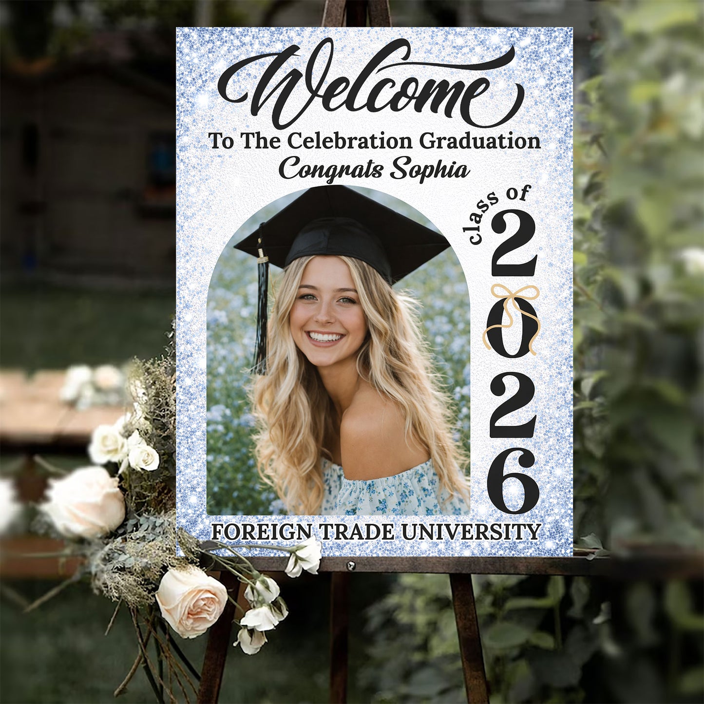 Class Of 2026 Elegant - Personalized Graduation Welcome Sign - Custom Photo Welcome Sign