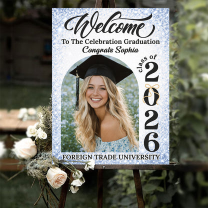 Class Of 2026 Elegant - Personalized Graduation Welcome Sign - Custom Photo Welcome Sign