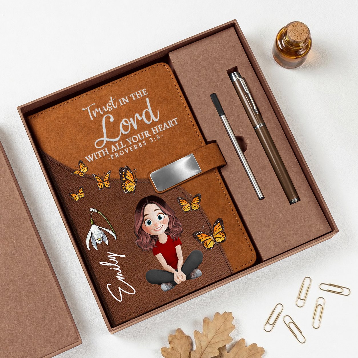 Trust In The Lord - Personalized Leather Notebook Set