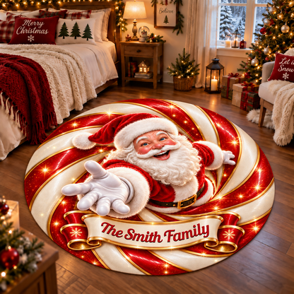 Jolly All Season Family Shaped Doormat - Personalized Christmas Decor 3D Round Rug