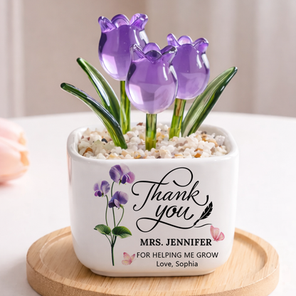 Thank You Teacher - Personalized Custom Glass Everlasting Flowers