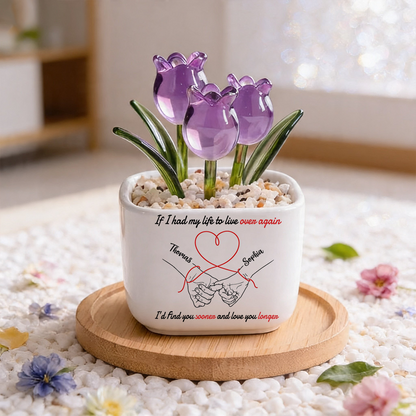 If I Had My Life To Live Over Again Couple Hands - Personalized Custom Glass Everlasting Tulips