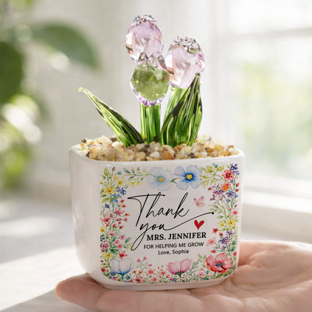 Thank You For Helping Us Grow - Personalized Custom Glass Everlasting Flowers