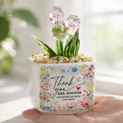 Thank You For Helping Us Grow - Personalized Custom Glass Everlasting Flowers