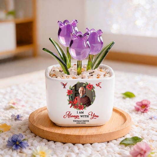 I Am Always With You Cardinal - Personalized Custom Glass Everlasting Tulips