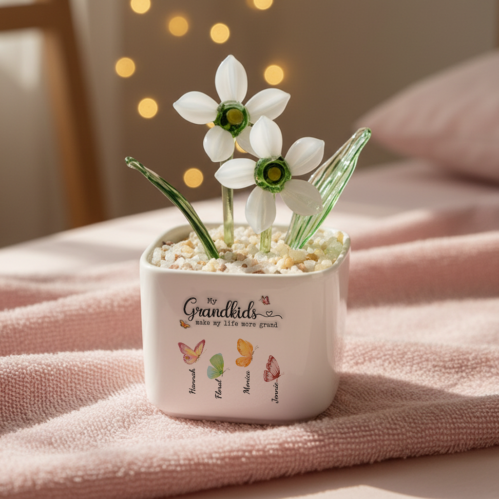 Grandma Heart Flowers - Personalized Custom Glass Everlasting Flowers