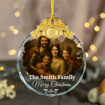 Royal Family Christmas - Personalized Glass Ornament With Silver and Gold Cap