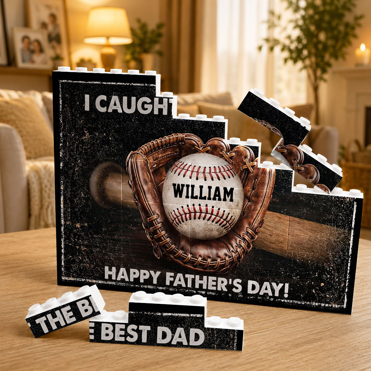 I Caught The Best Dad Custom Photo Building Blocks for Dad - Father's Day Gifts