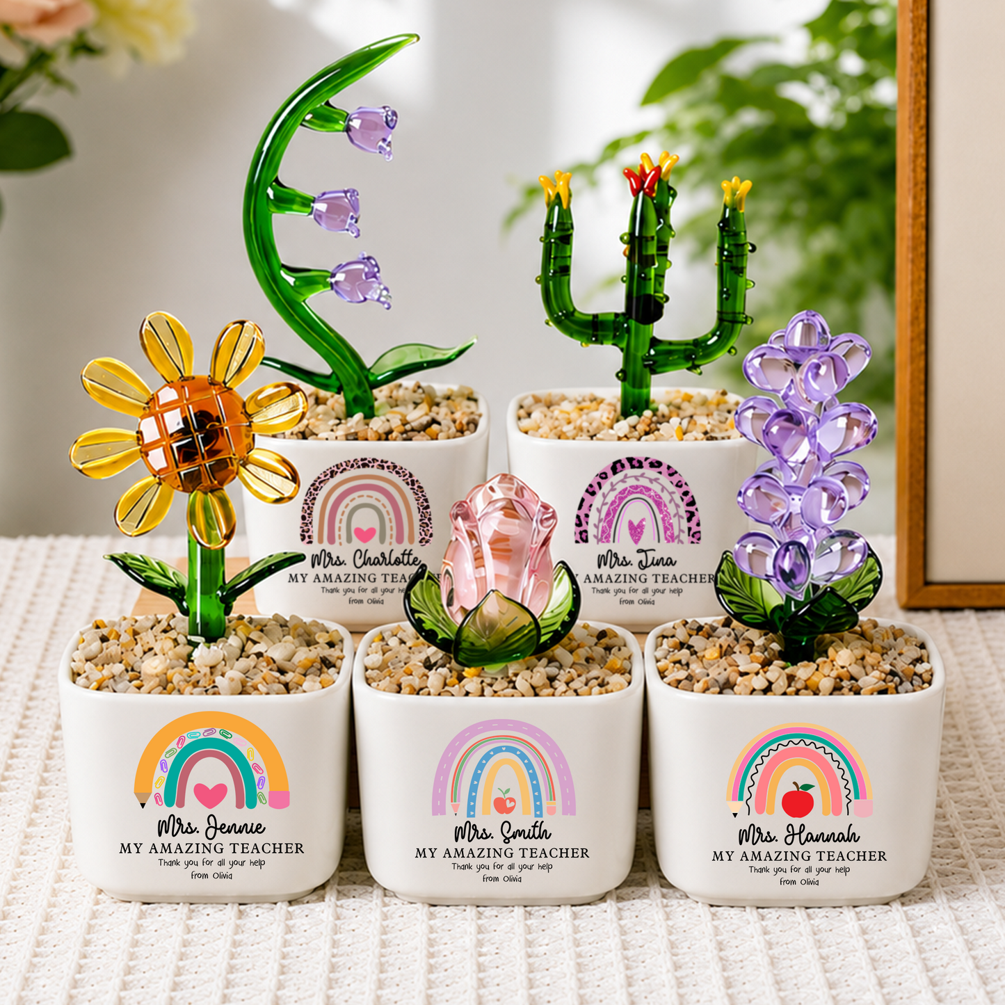 Amazing Teacher - Personalized Custom Glass Everlasting Flowers