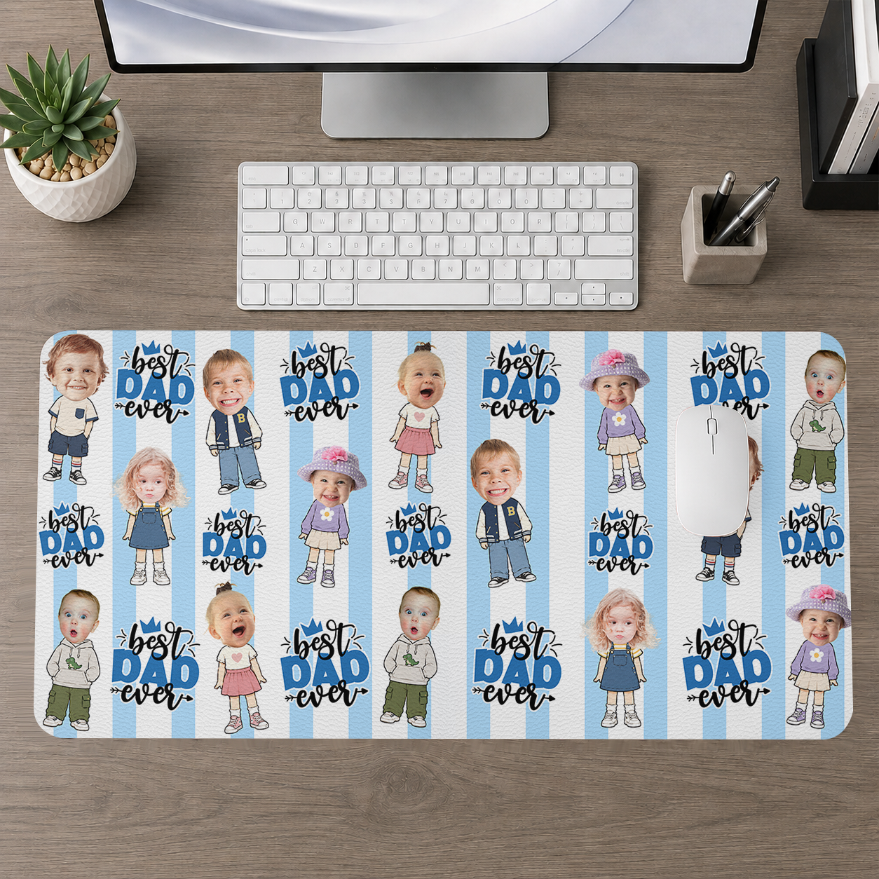 Funny Best Dad Ever Custom - Personalized Leather Desk Mat