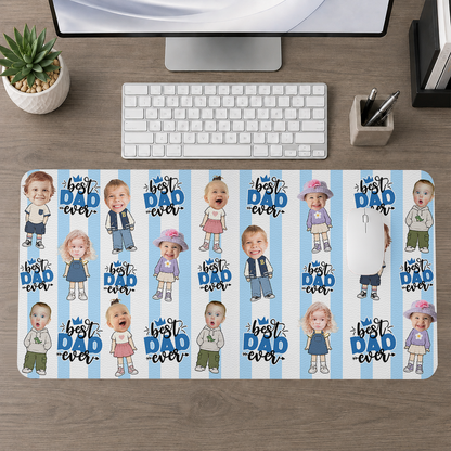 Funny Best Dad Ever Custom - Personalized Leather Desk Mat