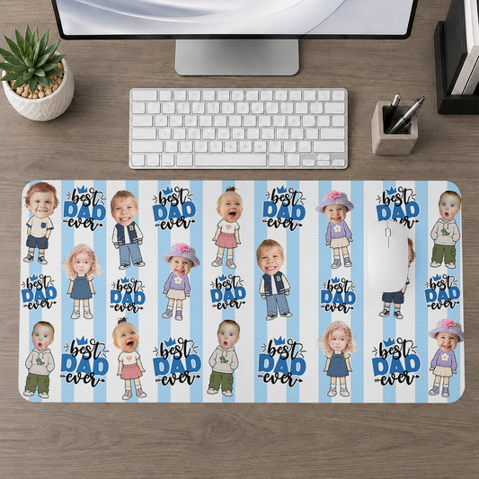 Funny Best Dad Ever Custom - Personalized Leather Desk Mat