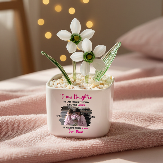 Watching Daughter Be A Mom - Personalized Custom Glass Everlasting Flowers