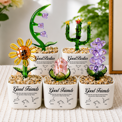 Bestie Zodiac Best Friends Are Like Stars - Personalized Custom Glass Everlasting Flowers