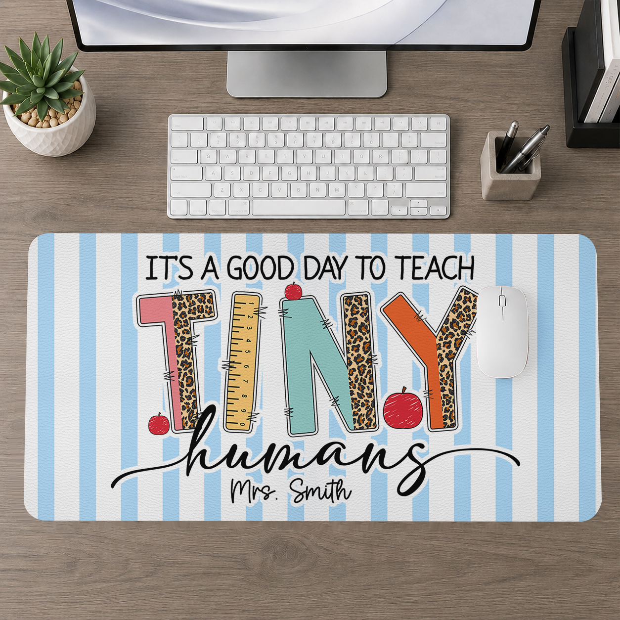 Teacher Desk Mat Teach Tiny Humans - Personalized Leather Desk Mat