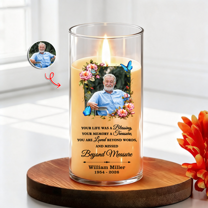 Light Up The World Long After Have Gone Memorial Candle - Personalized Flameless LED Candle