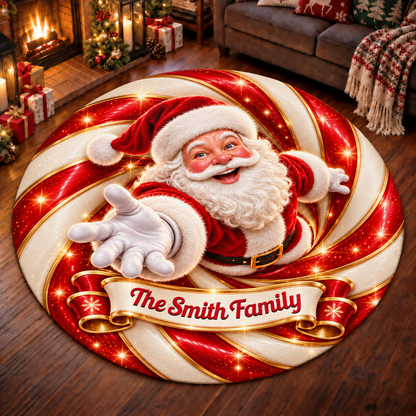Jolly All Season Family Shaped Doormat - Personalized Christmas Decor 3D Round Rug