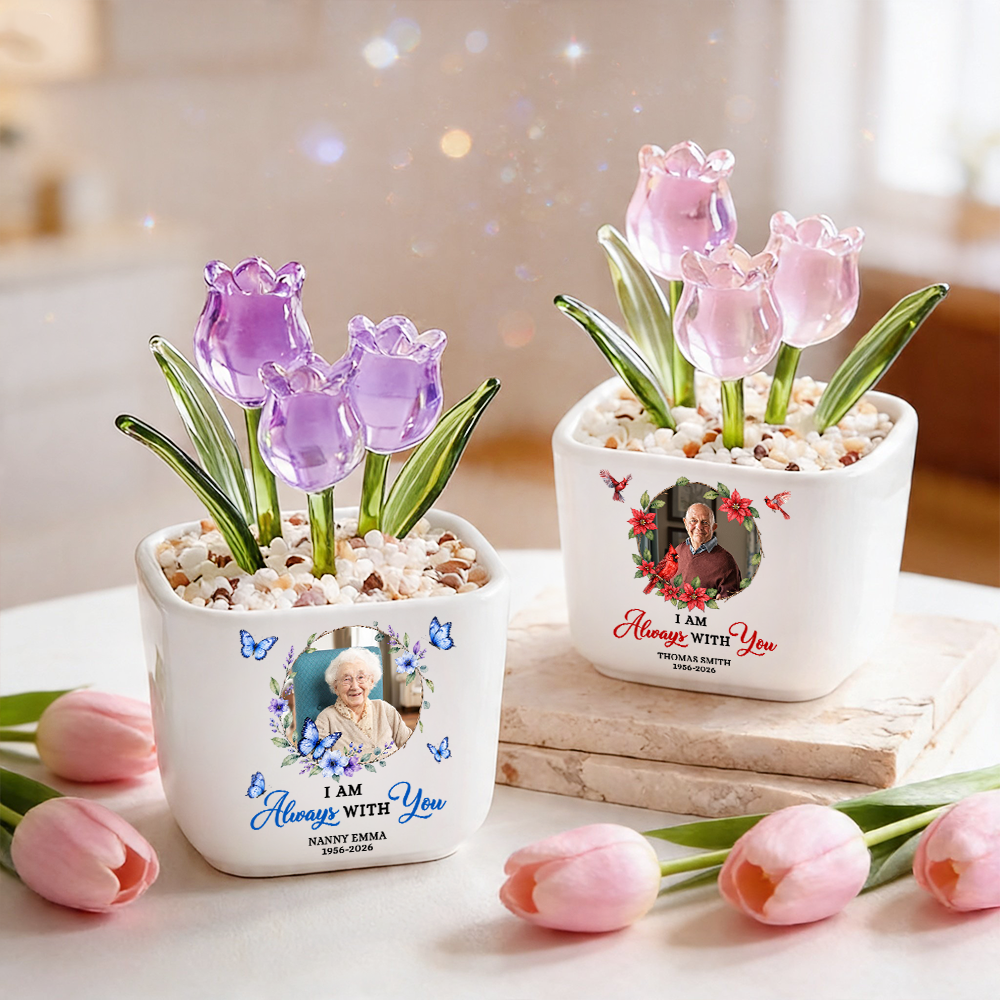 I Am Always With You Cardinal - Personalized Custom Glass Everlasting Tulips