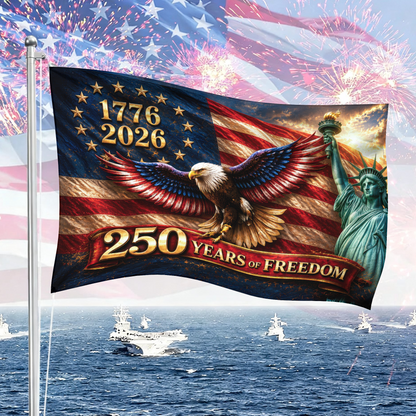 Eagle 250 Years Of Freedom Flag - Semiquincentennial Eagle Flag - Personalized House Flag