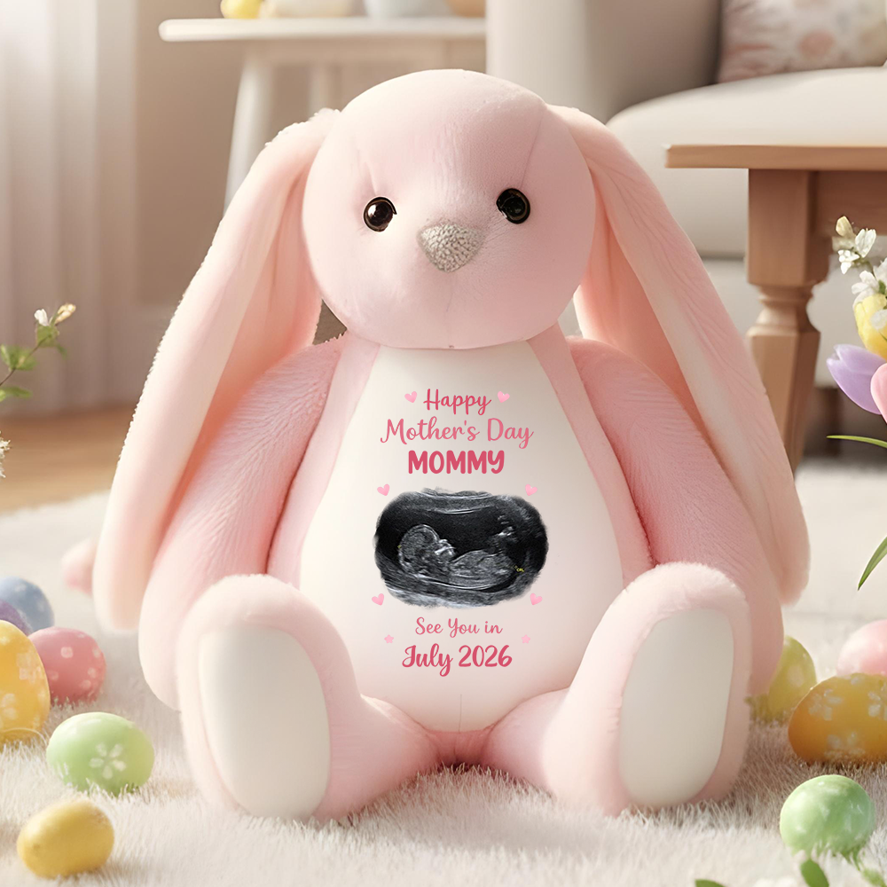 Custom Photo See You In 2026 Baby Expecting - Personalized Custom Bunny Plush